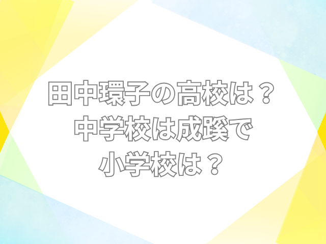 田中環子 高校